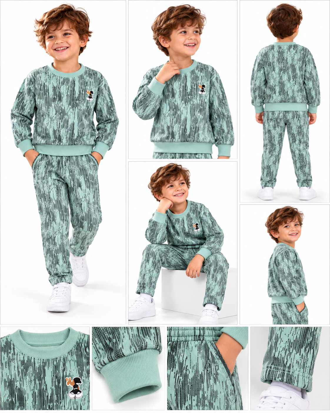 Mint Green Kids Tracksuit Catalog Collage